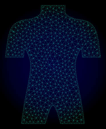 Mesh human anatomy polygonal illustration. Abstract mesh lines, triangles and points on dark background with human anatomy.のイラスト素材