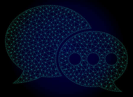 Mesh forum messages polygonal illustration. Abstract mesh lines, triangles and points on dark background with forum messages.のイラスト素材