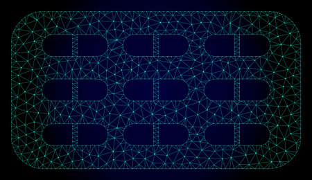 Mesh pill blister polygonal illustration. Abstract mesh lines, triangles and points on dark background with pill blister.のイラスト素材