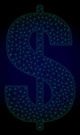 Mesh dollar symbol polygonal illustration. Abstract mesh lines, triangles and points on dark background with dollar symbol.のイラスト素材