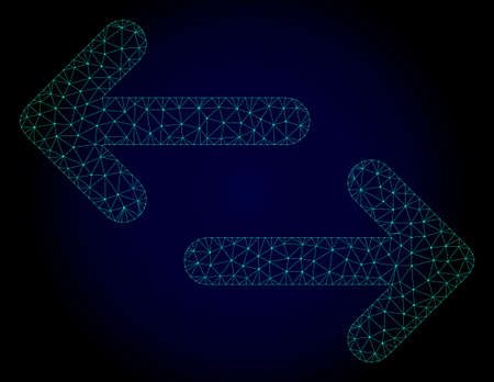 Mesh exchange arrows polygonal illustration. Abstract mesh lines, triangles and points on dark background with exchange arrows.のイラスト素材