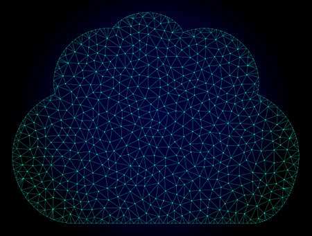 Mesh cloud polygonal illustration. Abstract mesh lines, triangles and points on dark background with cloud. Wire frame 2D polygonal line network in vector format on a dark blue background.のイラスト素材