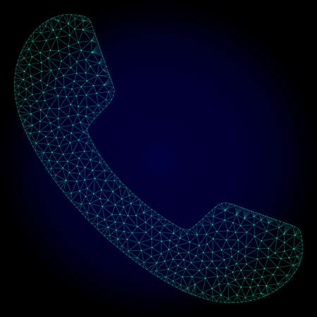 Mesh phone polygonal illustration. Abstract mesh lines, triangles and points on dark background with phone. Wire frame 2D polygonal line network in vector format on a dark blue background.のイラスト素材