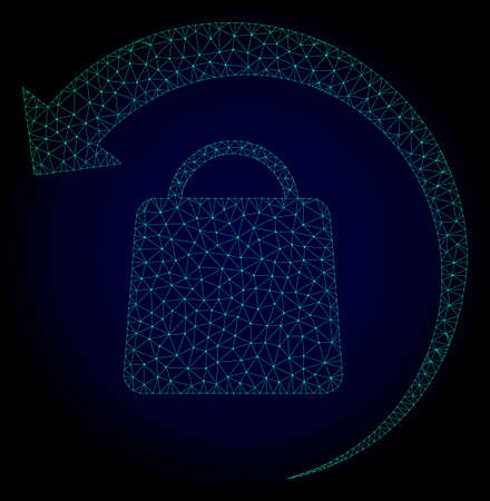 Mesh refund shopping polygonal illustration. Abstract mesh lines, triangles and points on dark background with refund shopping.のイラスト素材
