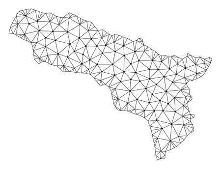 Polygonal mesh map of Abkhazia in black color. Abstract mesh lines, triangles and points with map of Abkhazia. Wire frame 2D polygonal line network in vector format.の写真素材