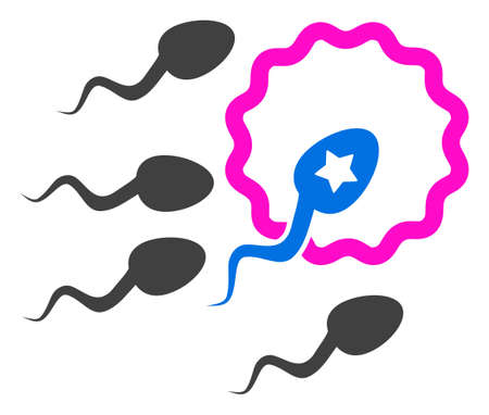 Sperm insemination vector icon symbol. Flat pictogram is isolated on a white background. Sperm insemination pictogram designed with simple style.のイラスト素材