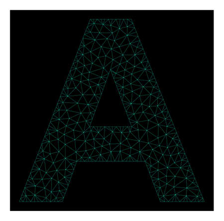 Polygonal mesh letter A. Abstract lines, triangles and points organized into letter A. Wire frame 2D...