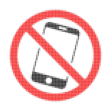 Forbidden smartphone halftone dotted icon. Halftone array contains circle points. Vector illustration of forbidden smartphone icon on a white background.のイラスト素材