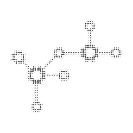 Gear links halftone dotted icon. Halftone array contains round elements. Vector illustration of gear links icon on a white background.のイラスト素材