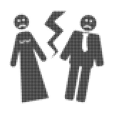 Broken wedding halftone dotted icon. Halftone pattern contains circle elements. Vector illustration of broken wedding icon on a white background.のイラスト素材