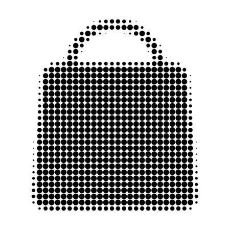 Shopping bag halftone dotted icon. Halftone array contains circle dots. Vector illustration of shopping bag icon on a white background.のイラスト素材