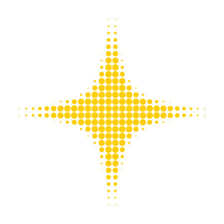 Space star halftone dotted icon. Halftone pattern contains round points. Vector illustration of space star icon on a white background.のイラスト素材