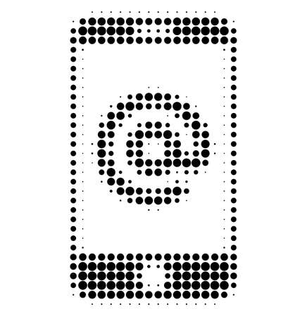 Smartphone address halftone dotted icon. Halftone array contains round pixels. Vector illustration of smartphone address icon on a white background.のイラスト素材