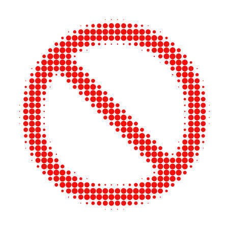 Forbidden halftone dotted icon. Halftone pattern contains circle elements. Vector illustration of forbidden icon on a white background.のイラスト素材