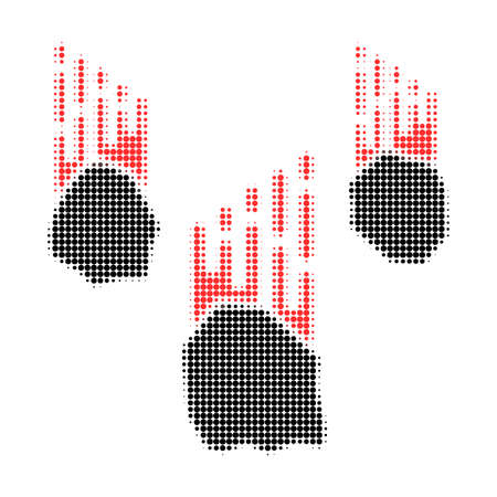 Falling rocks halftone dotted icon. Halftone pattern contains round pixels. Vector illustration of falling rocks icon on a white background.のイラスト素材