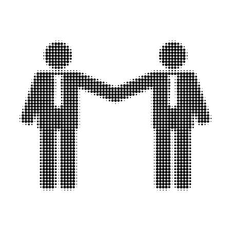 Businessmen relations halftone dotted icon. Halftone pattern contains circle dots. Vector illustration of businessmen relations icon on a white background.のイラスト素材