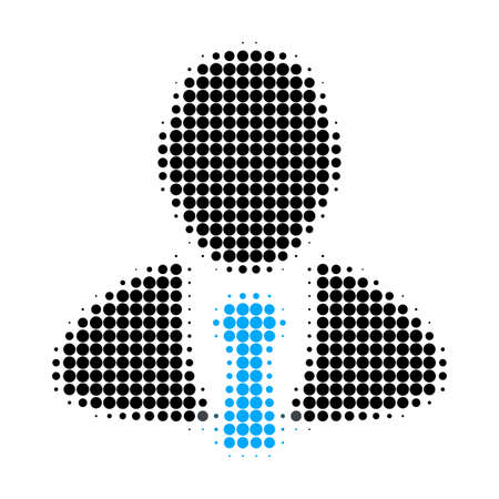 Manager halftone dotted icon. Halftone array contains circle dots. Vector illustration of manager icon on a white background.のイラスト素材