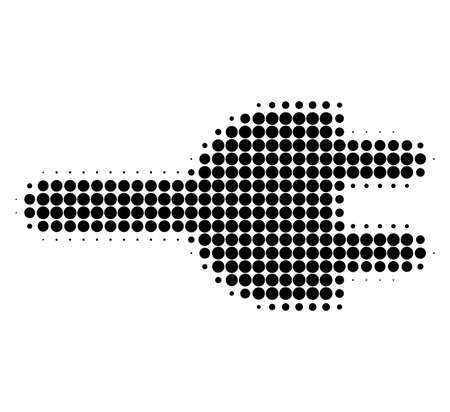 Electric plug halftone dotted icon. Halftone pattern contains round points. Vector illustration of electric plug icon on a white background.のイラスト素材