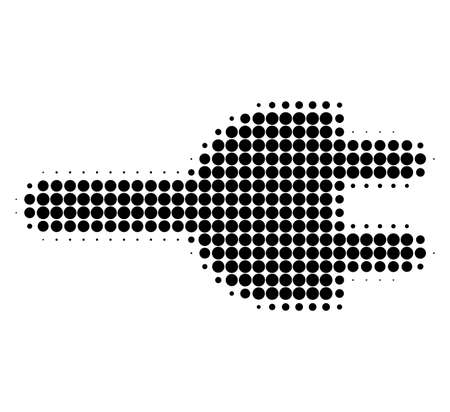 Electric plug halftone dotted icon. Halftone pattern contains round points. Vector illustration of electric plug icon on a white background.