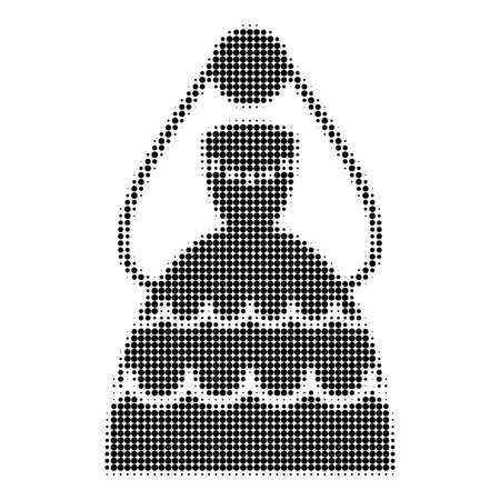 Bride halftone dotted icon. Halftone pattern contains circle elements. Vector illustration of bride icon on a white background.のイラスト素材