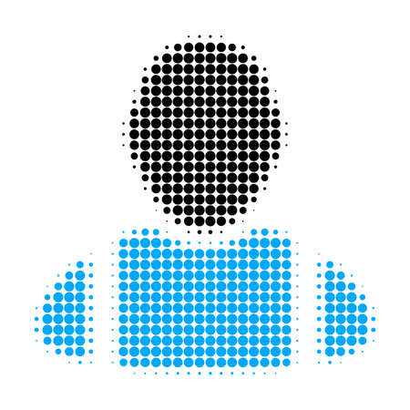 Worker halftone dotted icon. Halftone pattern contains circle dots. Vector illustration of worker icon on a white background.のイラスト素材