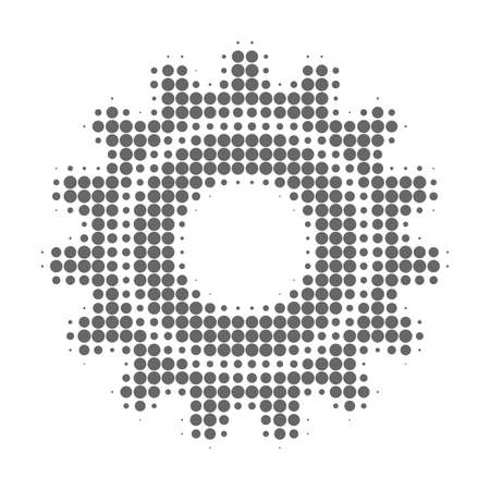 Cog halftone dotted icon. Halftone array contains circle dots. Vector illustration of cog icon on a white background.のイラスト素材