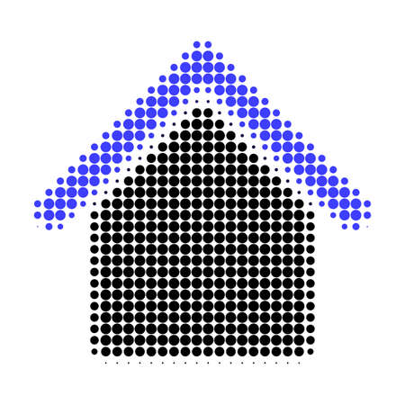 House halftone dotted icon. Halftone array contains circle elements. Vector illustration of house icon on a white background.のイラスト素材