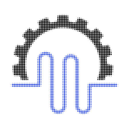 Pipe service gear halftone dotted icon. Halftone pattern contains circle points. Vector illustration of pipe service gear icon on a white background.のイラスト素材