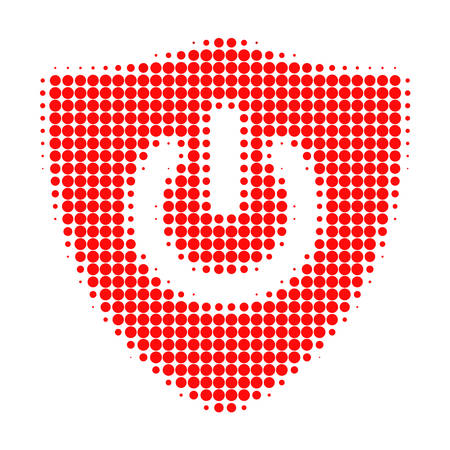 Shield turn off halftone dotted icon. Halftone array contains circle dots. Vector illustration of shield turn off icon on a white background.のイラスト素材