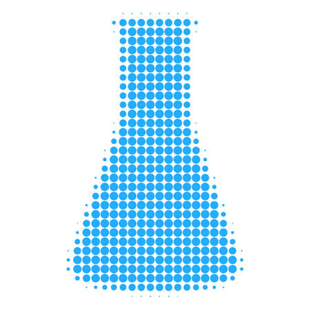 Chemical retort halftone dotted icon. Halftone array contains circle pixels. Vector illustration of chemical retort icon on a white background.のイラスト素材