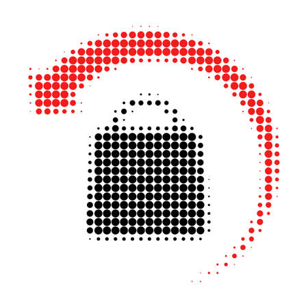 Refund shopping halftone dotted icon. Halftone pattern contains circle elements. Vector illustration of refund shopping icon on a white background.のイラスト素材