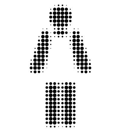 Worker person halftone dotted icon. Halftone array contains circle dots. Vector illustration of worker person icon on a white background.のイラスト素材