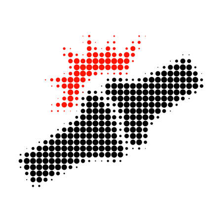 Bone joint fracture halftone dotted icon. Halftone array contains circle dots. Vector illustration of bone joint fracture icon on a white background.のイラスト素材
