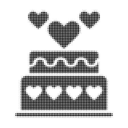 Marriage cake halftone dotted icon. Halftone array contains circle elements. Vector illustration of marriage cake icon on a white background.のイラスト素材