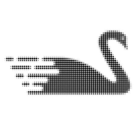 Swan halftone dotted icon. Halftone array contains round dots. Vector illustration of swan icon on a white background.のイラスト素材
