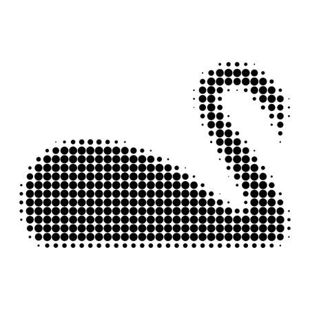 Swan halftone dotted icon. Halftone array contains round elements. Vector illustration of swan icon on a white background.のイラスト素材