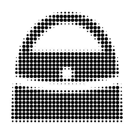 Shopping bag halftone dotted icon. Halftone array contains round elements. Vector illustration of shopping bag icon on a white background.のイラスト素材