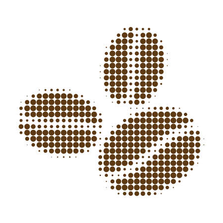 Coffee beans halftone dotted icon. Halftone array contains circle dots. Vector illustration of coffee beans icon on a white background.のイラスト素材