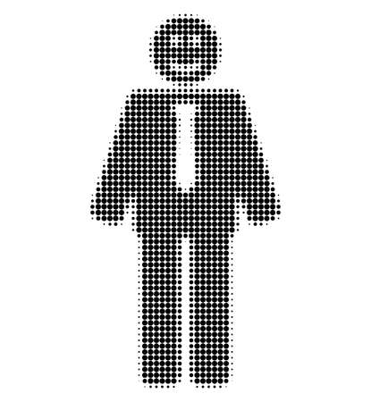 Happy boss halftone dotted icon. Halftone pattern contains circle pixels. Vector illustration of happy boss icon on a white background.のイラスト素材