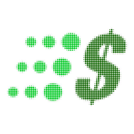 Fast dollar halftone dotted icon. Halftone pattern contains circle points. Vector illustration of fast dollar icon on a white background.のイラスト素材