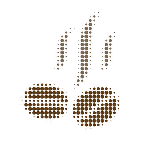 Coffee beans smell halftone dotted icon. Halftone array contains round elements. Vector illustration of coffee beans smell icon on a white background.のイラスト素材