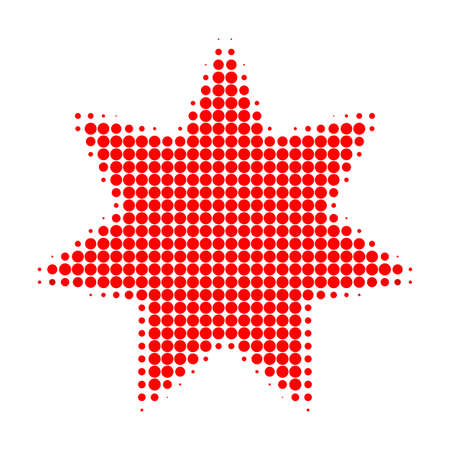Eight corner star halftone dotted icon. Halftone array contains circle pixels. Vector illustration of eight corner star icon on a white background.のイラスト素材