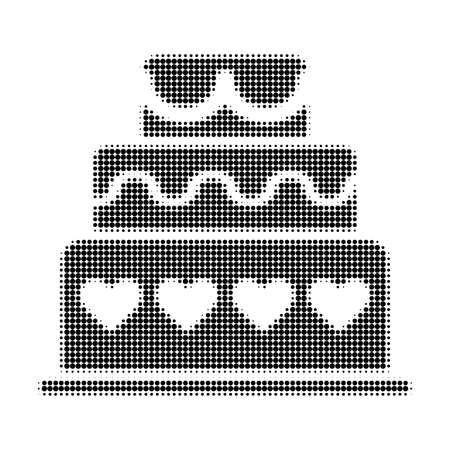 Marriage cake halftone dotted icon. Halftone array contains circle elements. Vector illustration of marriage cake icon on a white background.のイラスト素材