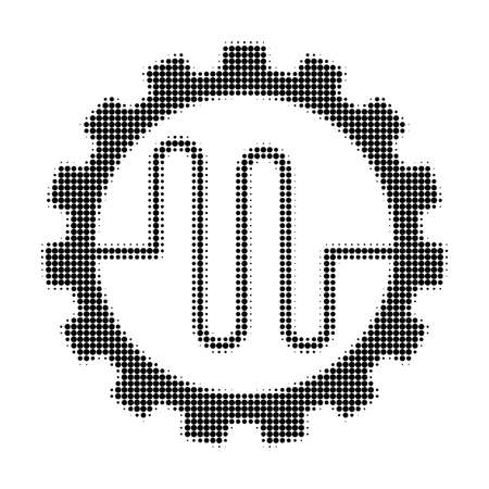 Pipe service cog halftone dotted icon. Halftone array contains circle points. Vector illustration of pipe service cog icon on a white background.のイラスト素材