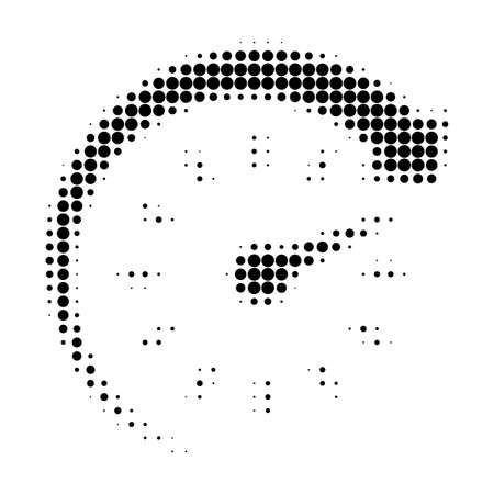 Time forward halftone dotted icon. Halftone array contains round dots. Vector illustration of time forward icon on a white background.のイラスト素材