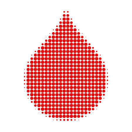 Blood drop halftone dotted icon. Halftone pattern contains round pixels. Vector illustration of blood drop icon on a white background.のイラスト素材