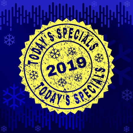 Grunge round Today'S Specials rosette stamp seal for 2019 winter. Vector Today'S Specials rubber seal imitation for New Year and Christmas purposes.のイラスト素材