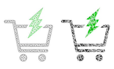 Mesh vector proceed purchase with flat mosaic icon isolated on a white background. Abstract lines, triangles, and points forms proceed purchase icons.のイラスト素材