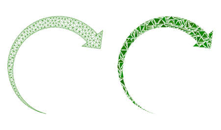 Mesh vector rotate forward with flat mosaic icon isolated on a white background. Abstract lines, triangles, and points forms rotate forward icons.のイラスト素材