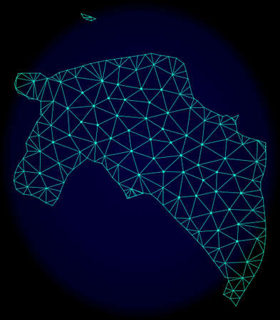 Polygonal vector mesh map of Groningen Province. Connected lines, triangles and points forms abstract map of Groningen Province. Wire frame 2D polygonal line network on a dark blue background.のイラスト素材